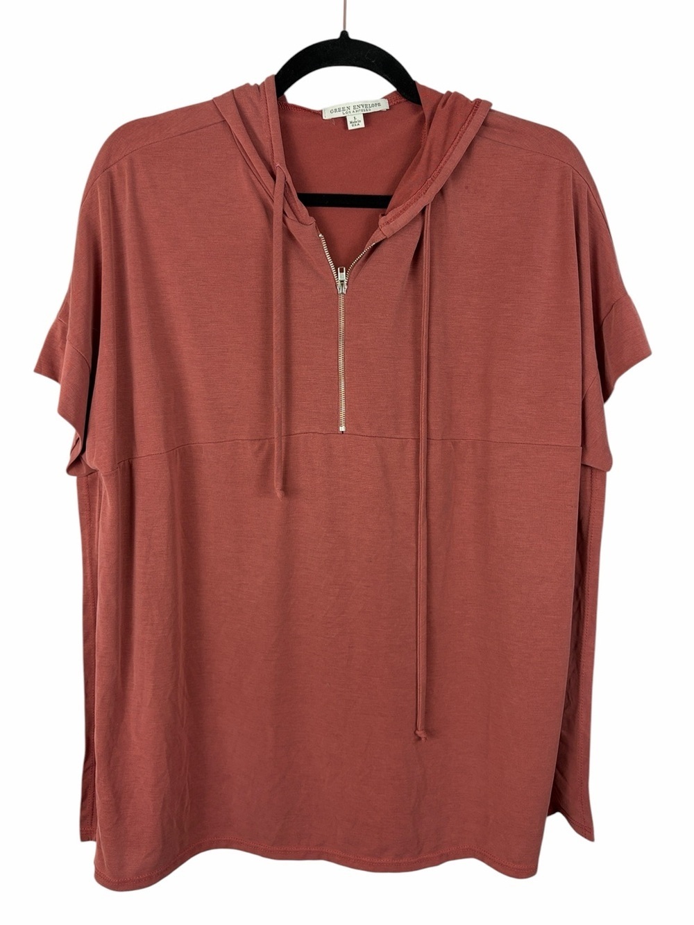 Green Envelope Los Angeles Hooded Poncho Top Dusty Rose Size Large